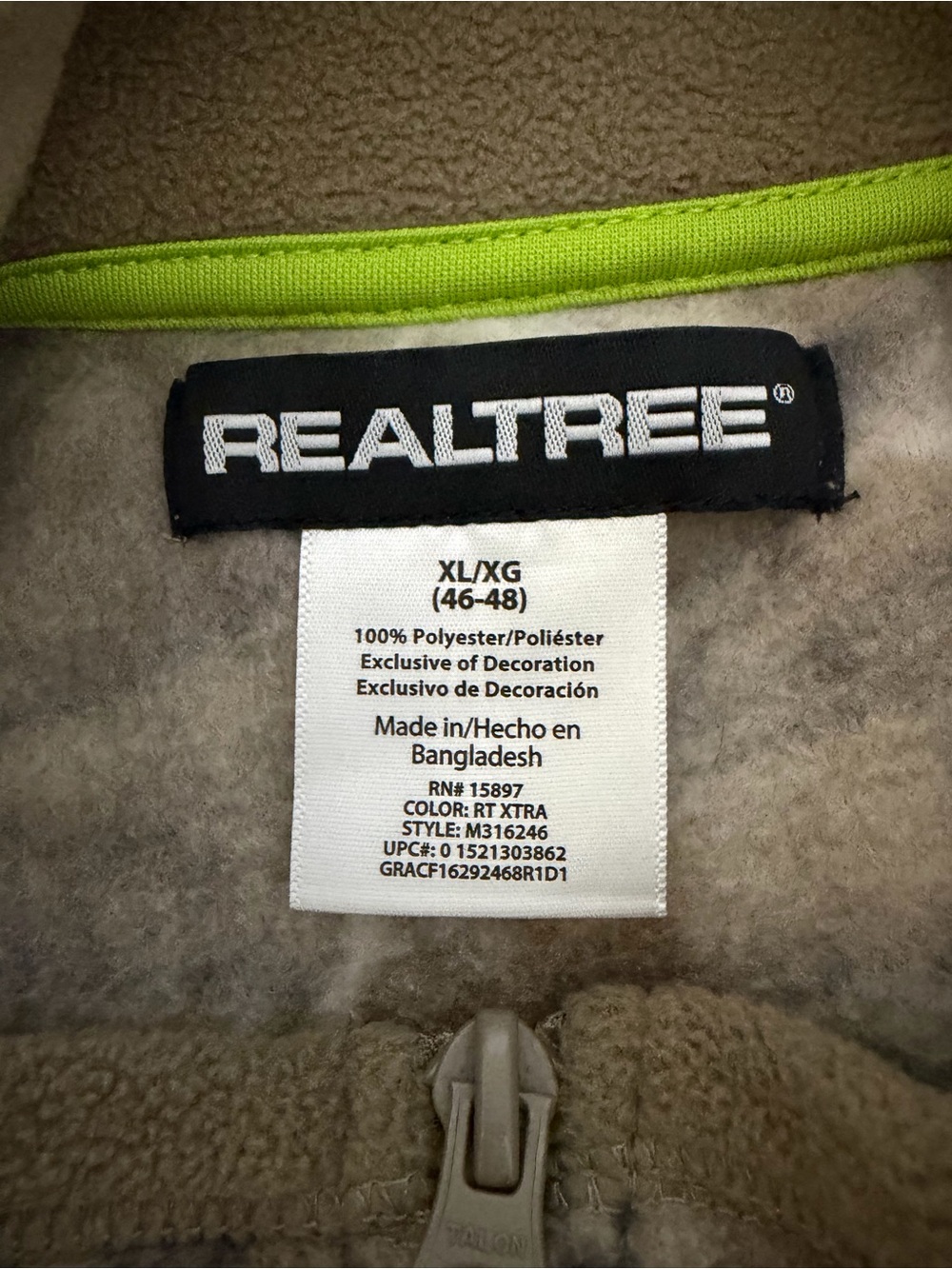 Realtree Camo Utility Fleece Jacket - Brown/Green - Picture 5 of 5